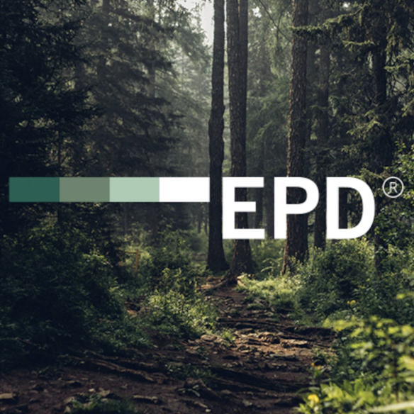 El logotipo blanco y verde de EPD superpuesto sobre un bosque soleado.   El logotipo blanco y verde de EPD superpuesto sobre un bosque soleado.